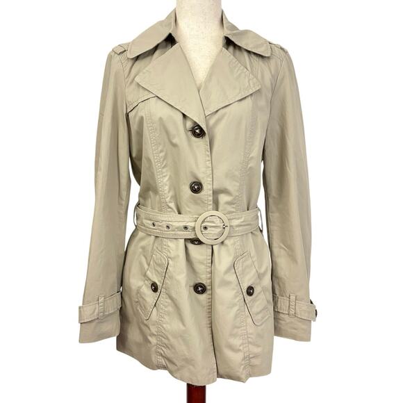 Esprit Beige Belted Cotton Trench Coat Size 8 Classic Lightweight All Purpose - Picture 1 of 9